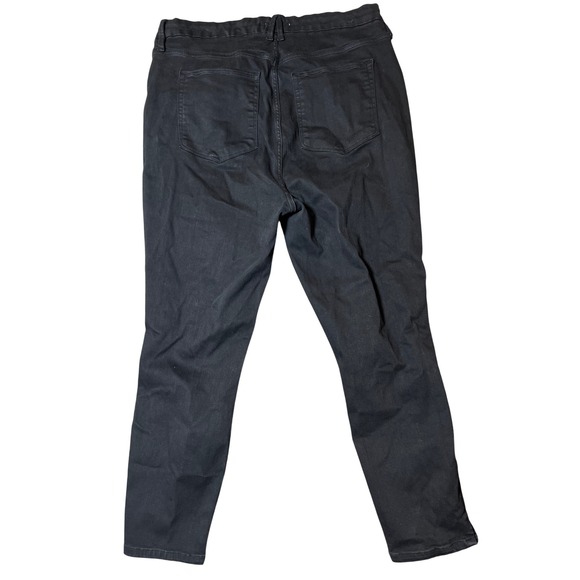 Good American Good Waist Crop Black Denim Jeans Size 6 High Rise Comfort Stretch - Picture 2 of 8